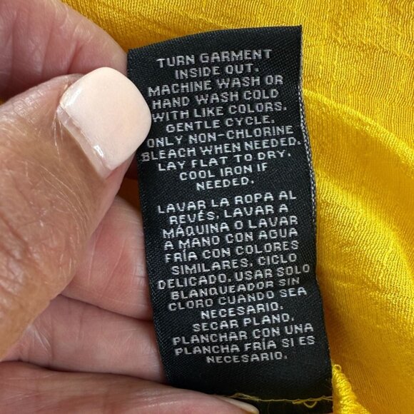 Zac & Rachel Woman Yellow Button-Down Blouse 3X with Roll-Tab Sleeves Gauze Boho - Picture 5 of 10